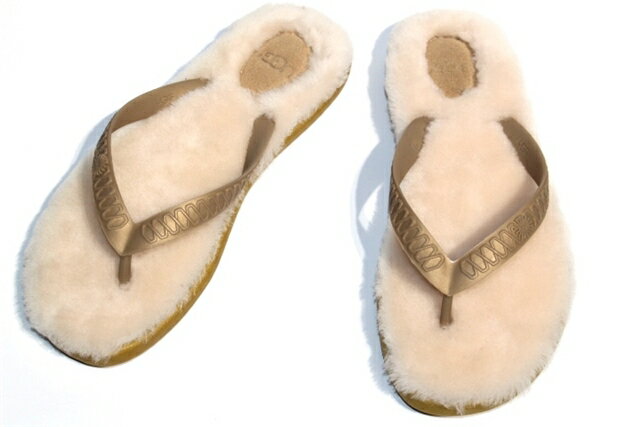 UGG　アグ　ビーチサンダル　W FLUFFIE　フラッフィー　1684/SGD　レディースUS7　約24cm　ラバー　シープスキン【200】【中古】【大黒屋】のサムネイル