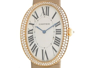 【送料無料】Cartier カルティエ ベニュワールLM ピンクゴールド PG ダイヤベゼル サテンベルト 手巻き 　WB520005 【433】【中古】【大黒屋】