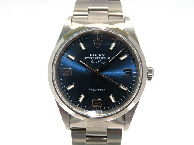 【送料無料】ROLEX　ロレックス　エアキング　14000M　P番　オートマチック 　3・6・9ブラックアウト　ブルー文字盤　SS【430】【中古】【大黒屋】