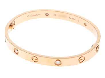 【送料無料】Cartier カルティエ ラブブレス ブレスレット ラブブレスハーフダイヤモンド PG D 31.2g #17【434】【中古】【大黒屋】