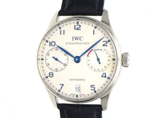 【送料無料】IWC　メンズ　時計　自動巻き　 オートマチック　ポルトギーゼ・セブンデイズ　IW500107　ステンレス　クロコ革ベルト　シースルーバック　30m防水　【413】【中古】【大黒屋】