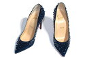 Christian Louboutin クリスチャンルブタン パンプス レディース 35ハーフ ブルー スエード スタッズ 1170108 定価￥149,040-【200】【中古】【大黒屋】