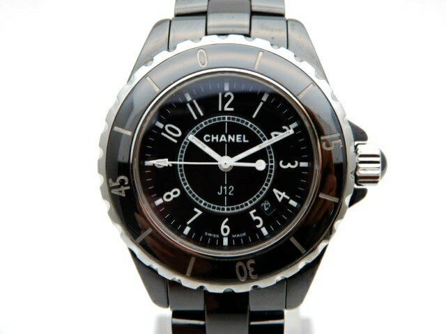 【送料無料】CHANEL 時計 J12 H0682 クオーツ セラミック SS ブラック文字盤【200】【中古】【大黒屋】のサムネイル