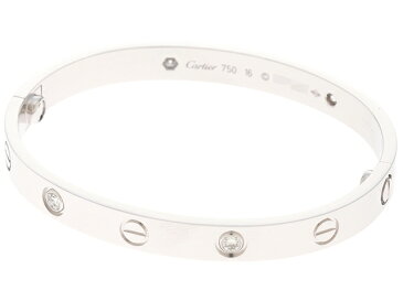 【送料無料】Cartier　カルティエ　ラブブレスレット　ハーフダイヤモンド　WG　ホワイトゴールド　　約31.3g　#16号　新型　【430】【中古】【大黒屋】