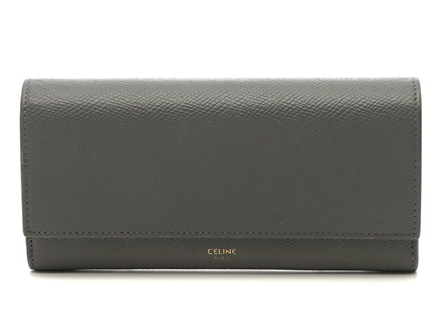 乐天商城 - CELINE セリーヌ バッグ ロングフラップウォレット グレー レザー サイフ・小物 10B563BEL.09GM 長財布 レザー グレー ユニセックス【中古】