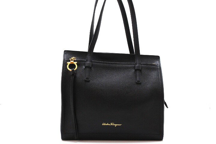樂天商城 - Salvatore Ferragamo サルヴァトーレフェラガモ バッグ ガンチーニ エイミー トートバッグ EZ-21 F216 トートバッグ ブラック ユニセックス【中古】