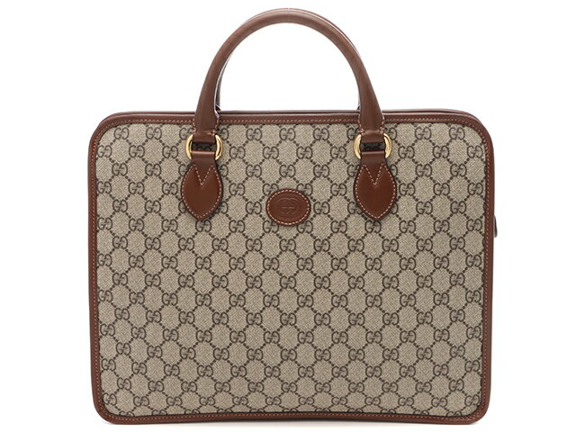 乐天商城 - GUCCI グッチ バッグ GGスプリーム ビジネスバッグ ベージュ/ブラウン PVC/ バッグ 674143 ハンドバッグ コーティングキャンバス /レザー ブラウン色 グレー -刻印 ユニセックス【中古】