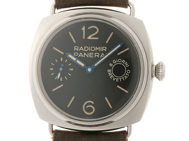 PANERAI パネライ ウォッチ ラジオミール 8デイズ 時計 PAM00992 OP7250 腕時計 ステンレススチール SS/カーフ SS X(2021年頃製)刻印 手巻き ブラック文字盤文字盤 メンズ【中古】