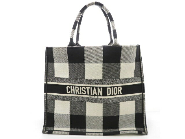 Dior ディオール ブックトートラージ ホワイト ブラック M1286ZRKQ トートバッグ キャンバス ブラック ユニセックス【中古】