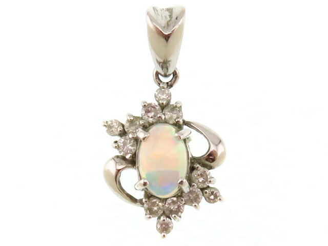 樂天商城 - JEWELRY ジュエリー ジュエリー PT900/D0.18ct/OP0.25ct/約2.2g 貴金属・宝石 トップ ペンダントトップ Pt900プラチナ Pt900/ダイヤモンド Pt900/オパール シルバー　 レディース【中古】