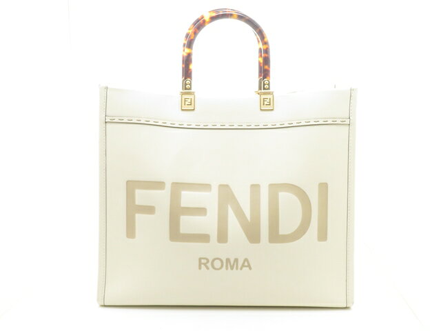 乐天商城 - FENDI フェンディ バッグ サンシャイン ミディアム ホワイト レザー 8BH386 ハンドバッグ レザー ホワイト ホワイト レディース【中古】