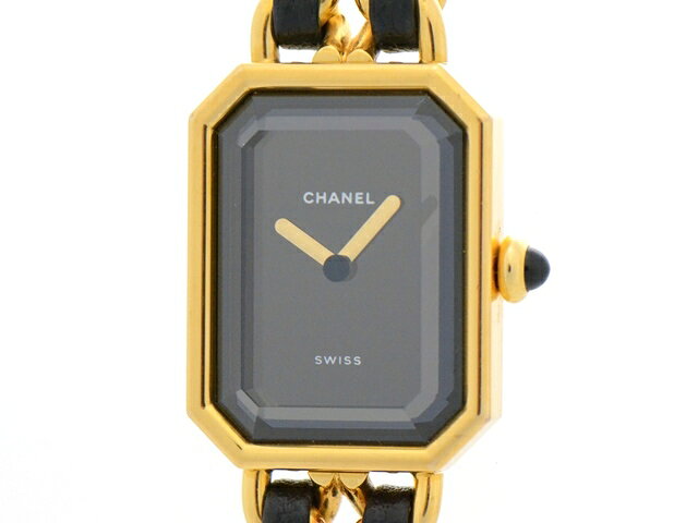 樂天商城 - CHANEL シャネル レディース腕時計 プルミエールM H0001 GP/レザー ブラック文字盤 クオーツ 【473】