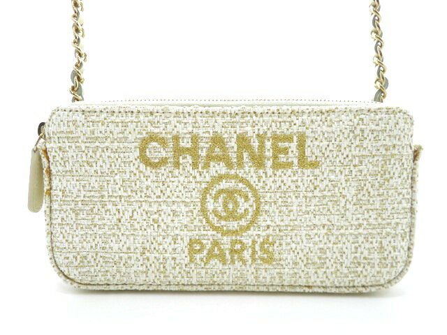 樂天商城 - CHANEL シャネル ドーヴィルチェーンウォレット A81978 ショルダーバッグ ファブリック ベージュ レディース【中古】【473】