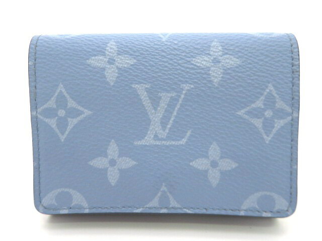 LOUIS VUITTON - LOUIS VUITTON ルイ・ヴィトン アンヴェロップカルトドゥ ヴィジット M14118 カードケース タイガラマ スカイブルー ユニセックス【中古】【473】