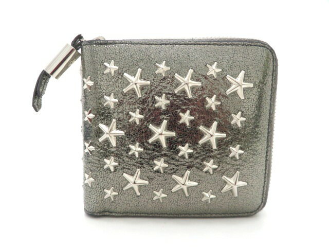 樂天商城 - JIMMY CHOO ジミーチュウ TESSA 二つ折り財布 レザー メタリックグリーン レディース【中古】【473】