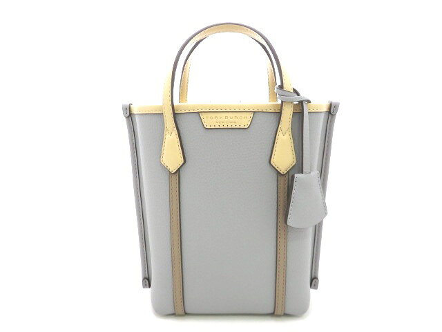 乐天商城 - Tory Burch トリーバーチ 2WAYバッグ ペリーミニ 152241 ショルダーバッグ カーフ BAY GRAY グレー系 ベージュレディース【中古】【473】