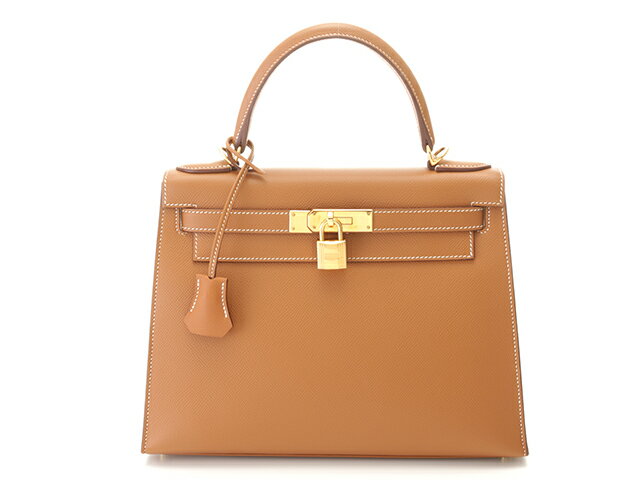 HERMES エルメス バッグ ケリー28 ゴールド/ゴールド金具 バッグ 外縫い ショルダーバッグ ヴォーエプソン ゴールド D刻印 レディース【中古】432