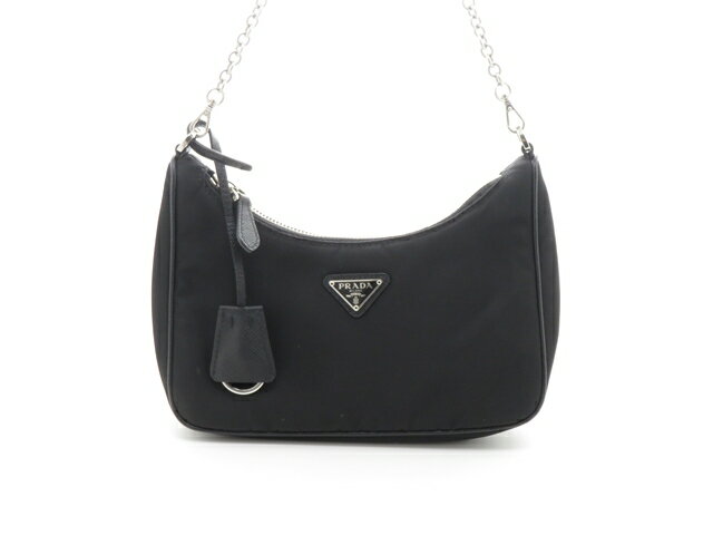 乐天商城 - PRADA プラダ バッグ 2wayバッグ ブラック ナイロン/サフィアーノ バッグ 1BH204 ハンドバッグ ナイロン ブラック ブラック レディース【中古】