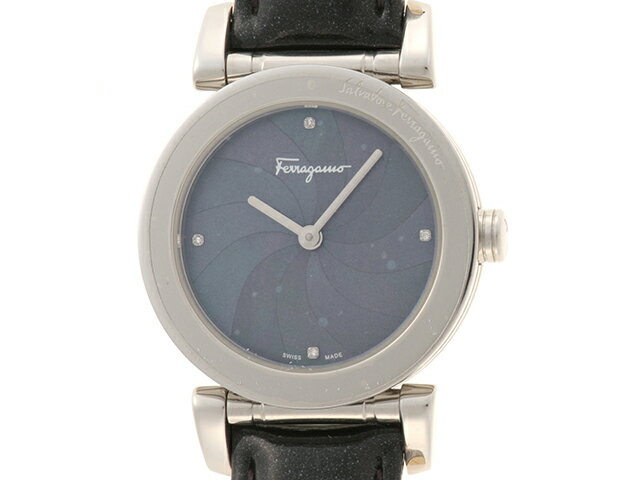 Salvatore Ferragamo サルヴァトーレフェラガモ ウォッチ F50SBQ9909ISB09 時計 F50SBQ9909ISB09 腕時計 ステンレススチール/レザー ブラック クオーツ ブラックパール文字盤 レディース【中古】