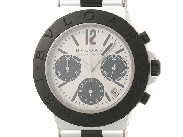 BVLGARI ブルガリ ウォッチ アルミニウム クロノグラフ 時計 AC38TA 腕時計 自動巻き シルバー文字盤 メンズ【中古】472