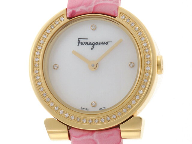 Salvatore Ferragamo サルヴァトーレフェラガモ ガンチーニ【205】 FAP050016 腕時計 GP GP/革 シェル レディース【中古】