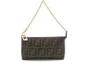 FENDI フェンディ ズッカアクセサリーポーチ カーキ/パープル コーティングキャンバス【430】2148103364228 【中古】【大黒屋】