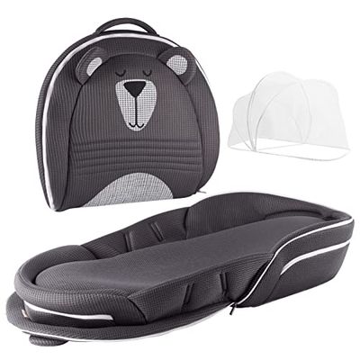 【ベビーアムール】 Bebamour ベビーベッド 折りたたみ式 ベッドインベッド 添い寝 簡易ベッド 新生児 携帯型ベビーベッド 通気性 高さ調整可 機械洗い(クマ柄)