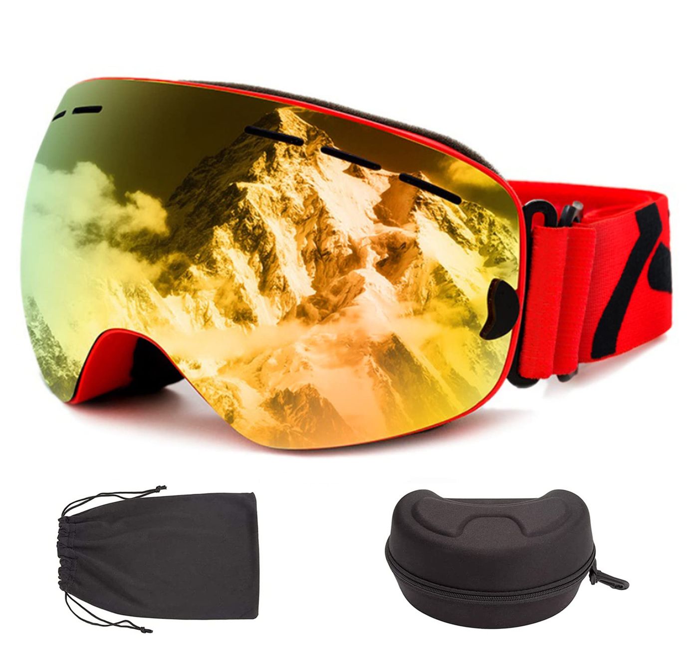 [BOFAC] スキーゴーグル スノーゴーグル 球面ゴーグル 180度大視野 99%UVカット スノーボードゴーグル 曇り防止 メガネ対応 大人 男女兼用 収納ケース付き