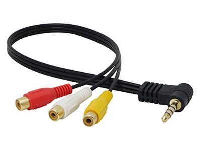 CERRXIAN 3.5mm 4極ミニプラグ（L型プラグ オス）からRCA（赤・白・黄）メスケーブル AVケーブル変換、AV入力変換ケーブル、ステレオオーディオビデオAVアダプターケーブル、HDTV、MP3、MP4用（18 IN/50CM-黒）