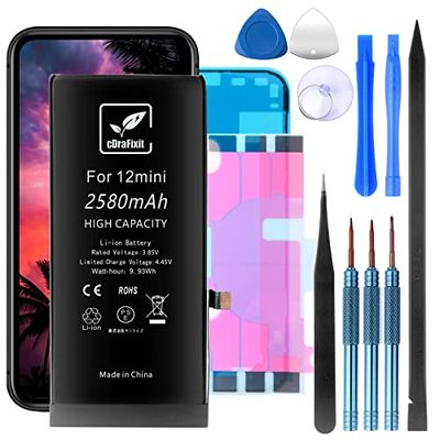 cDraFixit For iPhone 12 mini バッテリー 修理 交換用 2580mAh 大容量 PSE認証済み バッテリー シール付き 標準工具セット付き 日本語..