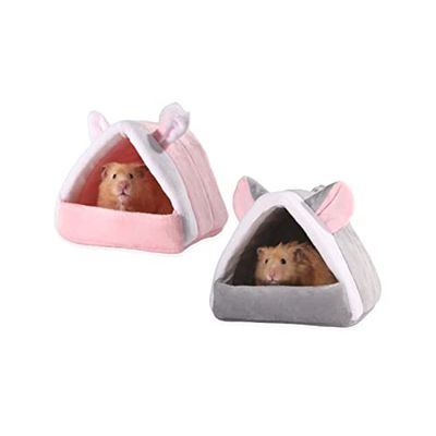 BUCATSTATE 新版 ハムスター 暖かい ハウス 巣箱 可?い ウサギ型 ネズミ型 2セット15*15cm ふわふわ 布製ハウス あっ…