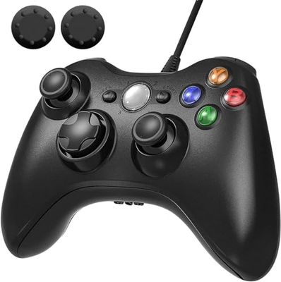 【2024新改良】xbox 360 コントローラー Diestord PC USB ゲームパッド 有線ゲームパッド Microsoft Xbox Slim 360 PC Windows 7に対応 アシストキャップ 2枚付き