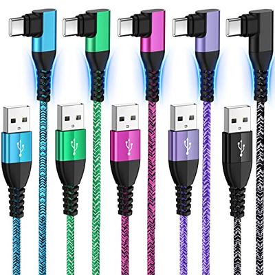 USB Type C ケーブル L字【1.83M/5本 5色】USB Cケーブル 3A急速充電/QC3.0対応 タイプCケーブル アンドロイド充電器ケーブル ChrisPow Cタイプ充電ケーブル Andriodケーブル Galaxy S23 S22 S21 S20 S10 S9,Xperia,Xiaomi,Huawei P40,Pixel,OPPO reno7a 5a,Android機種