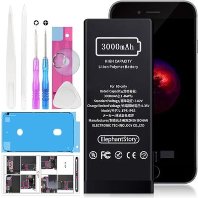 ElephantStory For iPhone 6S バッテリー 交換 大容量 3000mAh 工具 交換用キット バッテリー pse認証 標準工具セット付き 日本語説明書