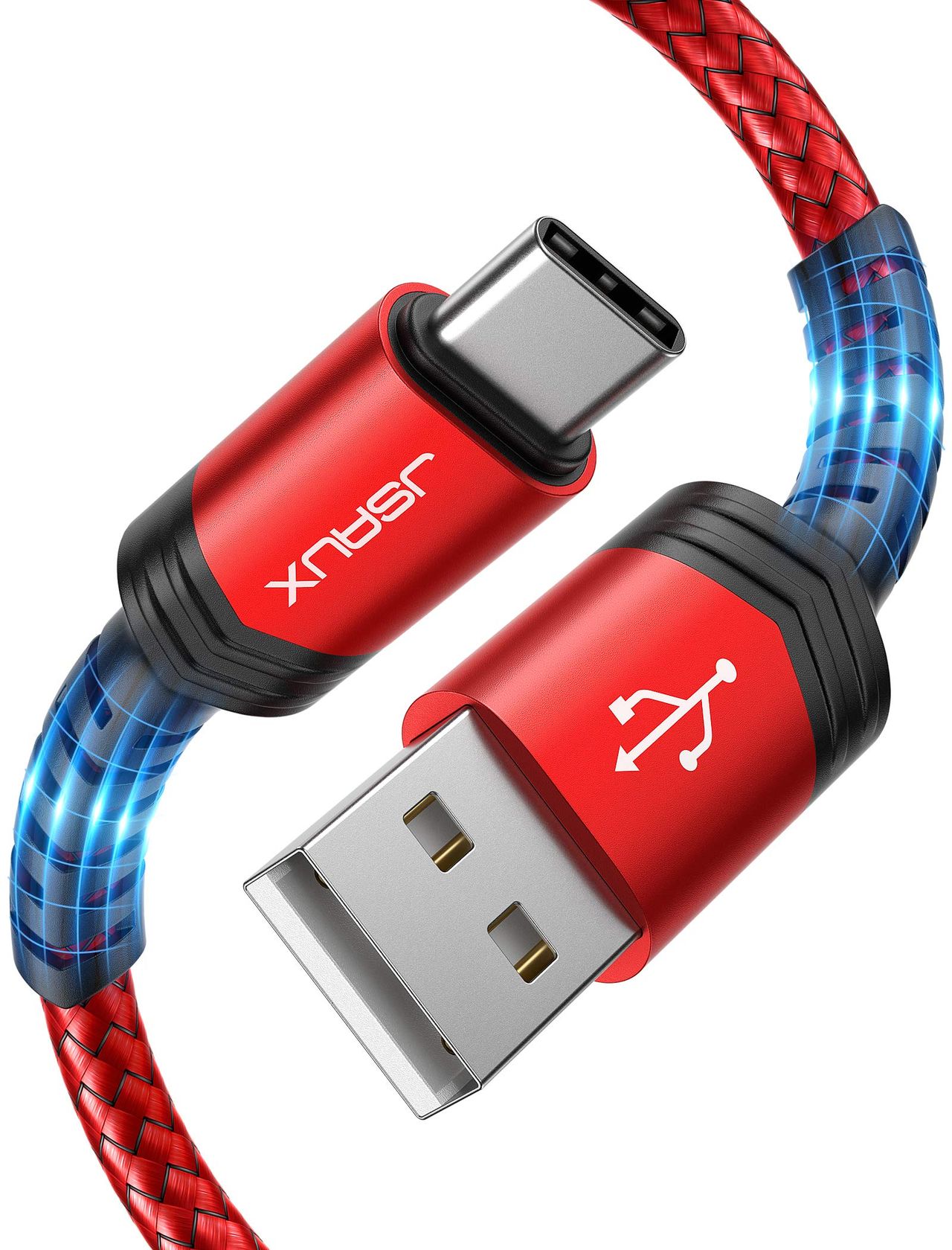 JSAUX USB C ケーブル 2M 3.1A急速充電タイプC ケーブル QC3.0対応、高耐久ナイロン編みUSB A to Type ..