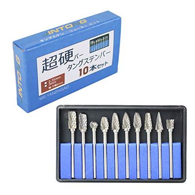 JINTONG リューター ビット ドリル ビット タングステンバー 超硬カッター ルータービット10本セット(3mm軸 刃幅6mm)