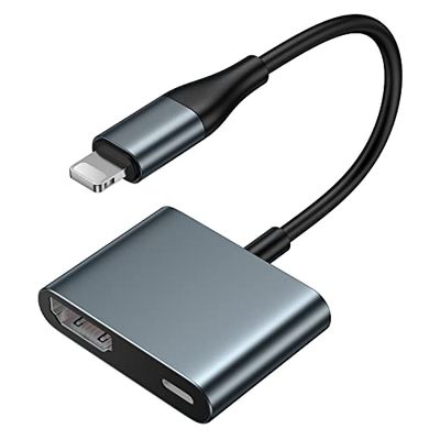 Idoove iPhone HDMI 変換アダプタ 給電不要 hdmi変換アダプタ HDMI 変換ケーブル ライトニング Digital AVアダプタ 1080PフルHD 携帯の画面をテレビに映す 大画面 ライトニング ゲーム遅延なし 簡単接続 アイフォン テレビ 接続 iPhone 14/13/12/iPad Mini対応 最新のiO