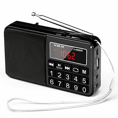 Gemean J-429SW ポータブル USB ラジオ ポケット 充電式 携帯 対応 ワイド FM AM (MW) 短波 by Gemean(L-238SW) (真っ黒)