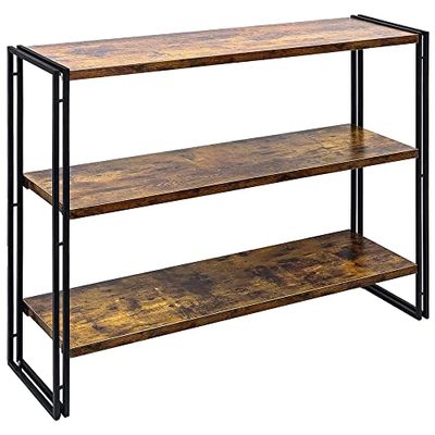 HCHQHS ラック 棚 オープンシェルフ 3段 収納ラック スリム 木製棚板 スチールラック 本棚 おしゃれ 北欧 木製 キッチン 収納棚 幅120×奥行30×高さ85cm 組み立てが簡単