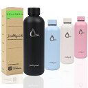 Healthywish ステンレス 水筒 500ml, シームレス 水筒 保冷ボトル 保温ボトル, ステンレスボトル, マグボトル 500ml (500ml, ステンレスブラック)