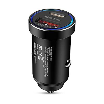 Hootek シガーソケット USB-C 急速充電 車 充電器 2ポート カーチャージャー 【38W/PD&QC3.0対応/USB-C&USB-A/超小型】 車 USB シガーソケット シガレット USB 12V/24V車対応 iPhone 15/14シリーズ、Galaxy S21、iPad Pro/Mini/Air、Pixel3、Xperia XZ3その他Android対応