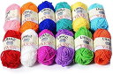 LIHAO 毛糸 12色セット アクリル 糸 並太 1玉15g 約26m 編み物 編み糸 織り糸
