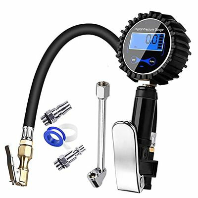 Kuroobaa エアゲージ エアチャックガン タイヤゲージ 200PSI/1378KPA 空気入れ 空気抜き デジタル 自動車＆バイク＆自転車兼用 日本語説明書