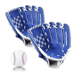 OTraki 軟式 キャッチボール 親子グローブセット 10.5+11.5インチ 子供 少年 大人 右投げ(左手着用) 野球グラブ 衝撃吸収パッド内蔵 野球ミット ボール付き Baseball gloves ベースボール 初心者向け ブルー