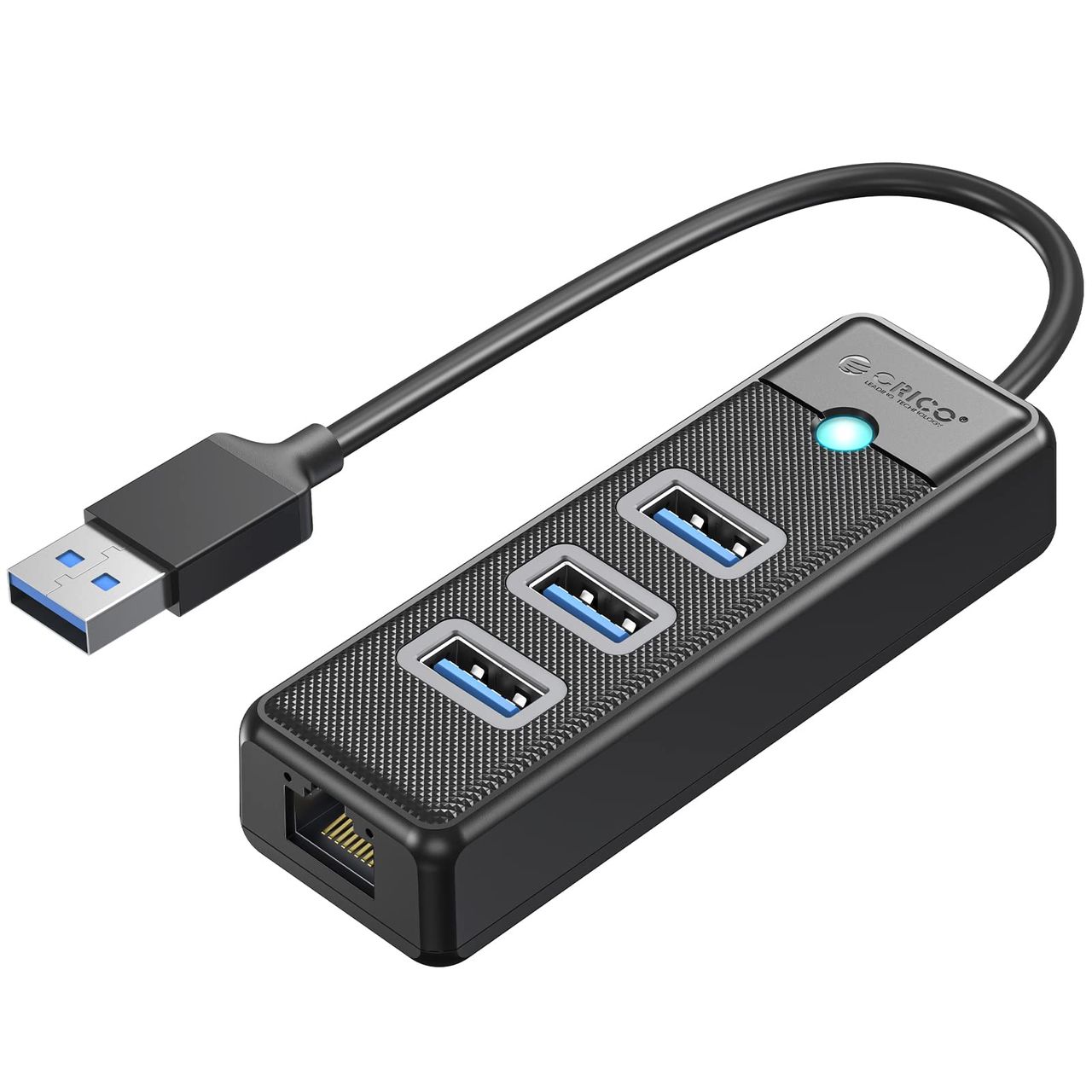 ORICO USB3.0nu LLANA_v^[ USB3~USB3.0 A|[g+ MKrbgC[Tlbg RJ45 1000MbpsʐM 5Gbpsf[^] OTG@\Ή hCosv RpNg Mac OS/Windows/Android/LinuxΉ P[u15cm ubN