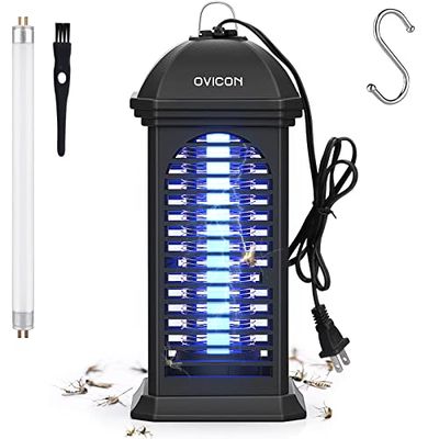 OVICON 電撃殺虫器 コバエ取り 捕虫器 モスキートランタン 蚊取り 6W UV光源吸引式 360°強力蚊除け 電撃殺虫灯 防虫ランタン ハエとり器 ユスリカ 小バエ取り 虫取り ライト 虫捕り 誘虫灯 電気殺虫機 モスキートライト 蚊取機 電撃殺虫機 室内/屋外 薬剤不用 静音 省エ