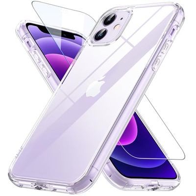 OWKEY iPhone 12 mini ケース 【ガラスフィルム付き】 透明 黄ばみなし 耐久性 いphone12 ミニ ケース レンズ保護 耐衝撃 米軍MIL規格 全面保護 いphone12 mini スマホケース ストラップホール付き 薄型 軽量 iPhone 12 mini 用ケース 5.4インチ クリア