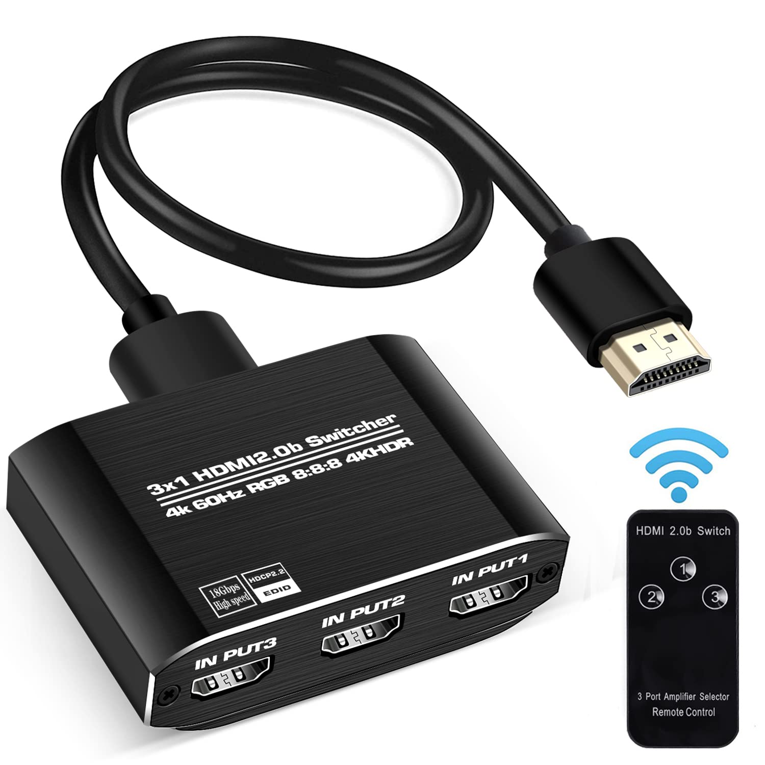 NEWCARE HDMI ؑ֊ 4K 60HZ /蓮ؑ֋@\ HDMI Ver2.0b ZN^[ 31o Rt 3D 1080P HDCP 2.2 HDR ΉiHDMIP[utj