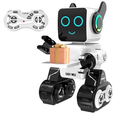 商品情報商品の説明主な仕様 【スマートロボット】- この製品は知能を備えたヒューマノイドロボットで、ハイテクロボットファミリーの新メンバーです。歌を歌ったり、滑ったり、声を録音したり、対話したりすることは簡単なことで、この驚くべきリモートコントロールロボットは発光するLEDの目を備え、ユーザーが入力した一連のアクションを実演することができます。このロボット おもちゃをあなたの家に歓迎し、お気に入りの名前を付けて、彼と一緒に遊ぶスリルを感じてください。br【3つの制御モード】- この電動リモコンロボットおもちゃには、リモコンモード、対話音声モード、タッチモードの3つの制御モードがあります。ラジオを使用して、制御距離は最大65フィートに達し、より広い制御範囲で楽しむことができます。タッチと音声制御では、ロボットの頭部を触れることで特定のアクションをトリガーできます。単一のモードに別れを告げ、複数のモードを楽しむスリルを味わいましょう。br【個人用デリバリーアシスタントと貯金箱】- ケイディのトレイを使って、軽食やアイテムを運んでもらったり、リモコンを使って愛する人にギフトを送ったりできます。これで、ロボット子供おもちゃ人気の個人用アシスタントが手に入りました！ロボットの頭には貯金箱があり、子供たちが貯金の美徳を学び、財務管理の良い習慣を身につけるためのポジティブな方法を提供します。br【歌とダンス、音声録音】- 事前プログラムされた音楽ダンストラックを持っているため、この小さなロボットはあなたの新しいダンスパートナーになり、あなたの日を明るくします。この可愛らしいおもちゃ 女の子はあなたの声を録音し、それを3つの異なるトーンで繰り返すこともできます。おもちゃ 男の子にUSBケーブルで充電でき、一度の充電で60〜80分間遊べます。エンターテイメントタイムを楽しんでください！br【知育用ロボット】- このユニークなaiロボットで、お子様を数時間にわたって楽しませましょう。このスマートロボット英語 おもちゃは単なる子供向けのおもちゃだけでなく、英語学習の手助けや、幼い子供たちにロボティクス、科学、技術、プログラミングの概念を教える理想的なツールでもあります。遊びを通じて学ぶことで、子供たちの創造性を育むのに早すぎることはありません。これは素晴らしい誕生日プレゼント、休日の贈り物、またはクリスマスの贈り物として最適です。