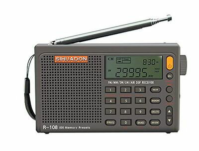 RADIWOWで作る SIHUADON R108 小型短波ラジオ BCLラジオ ポータブル 高感度受信 FM/AM/LW/SW/エアバンド ワイドFM対応 航空無線 USB Type-C充電式 電池式 DSPレシーバー LCD アウトドア 両親への贈り物